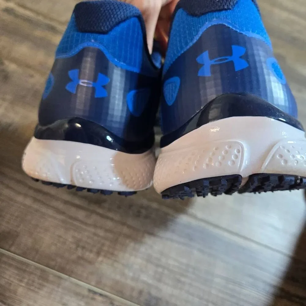 Under Armour men's blue Storm sneakers with neon laces size 12 running